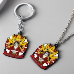 2 Styles One Piece Luffy Cartoon Anime Alloy Keychain Necklace