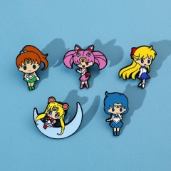 5 Styles Pretty Soldier Sailor Moon Cos Cartoon Alloy Pin Anime Brooch