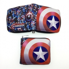Captain America Cartoon Short Zipper Purse Anime Wallet
