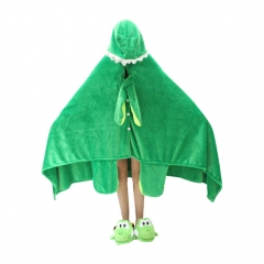 150*178CM Green Dinosaur Cosplay Anime Plush Flannel Cloak Sleeping Bag Pajamas