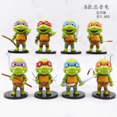 8PCS/SET 9CM Teenage Mutant Ninja Turtles Cute PVC Doll Anime Figure Toy