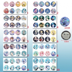 8PCS/SET 5.8CM Hatsune Miku Cartoon Anime Alloy Brooch Pin Set