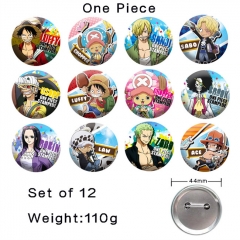 (12PCS/SET) 2 Styles 44MM One Piece Cartoon Anime Alloy Badge Brooch