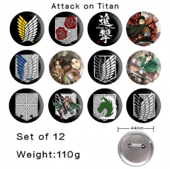 (12PCS/SET) 3 Styles 44MM Attack on Titan Cartoon Anime Alloy Badge Brooch