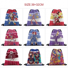 12 Styles The Amazing Digital Circus Cartoon Pattern Anime Canvas Drawstring Bag