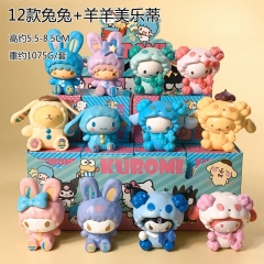 12PCS/SET 5.5-8.5CM Sanrio Kuromi My Melody Cartoon Blind Box Anime PVC Figure Toy