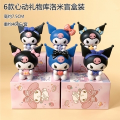 6PCS/SET 7.5CM Sanrio Kuromi Cartoon Blind Box Anime PVC Figure Toy