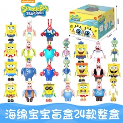 24pcs/set Original SpongeBob SquarePants Bikini Bottom Cartoon Game Blind Box Anime PVC Figure