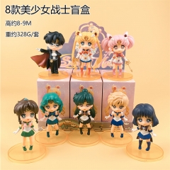 8PCS/SET 8-9CM Pretty Soldier Sailor Moon Cartoon Blind Box Anime PVC Figure Toy