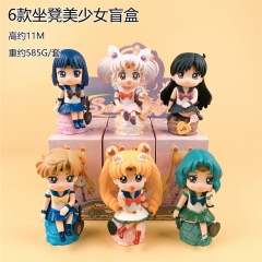 6PCS/SET 11CM Pretty Soldier Sailor Moon Cartoon Blind Box Anime PVC Figure Toy
