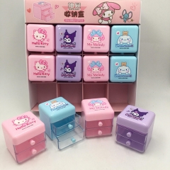 12PCS/SET Sanrio Hello Kitty Kuromi Cinnamoroll My Melody Plastic Anime Storage Box