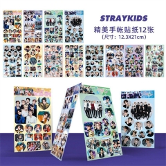 12*21CM 12PCS/SET K-POP Stray Kids Anime Paper Sticker