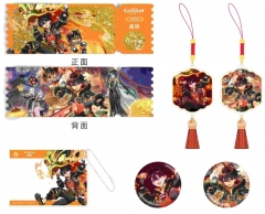 8 Styles Genshin Impact Anime Ticket Brooch Standing Plate Paper Card
