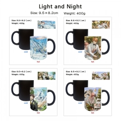 5 Styles Styles Light and Night Cartoon Pattern Ceramic Cup Anime Changing Color Ceramic Mug