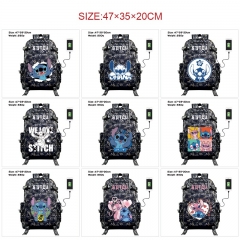 9 Styles Lilo & Stitch Anime Cosplay Cartoon Canvas Colorful Backpack Bag With Data Line Connector
