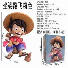 16CM One Piece Monkey D Luffy Sitting Anime PVC Figure Toy