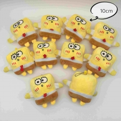 10PCS/SET 10CM SpongeBob SquarePants Anime Plush Toy Pendant