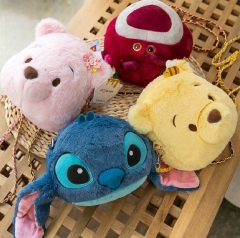 4 Styles（18*18cm）Disney Lotso Winnie the Pooh Lilo & Stitch Anime Plush Bag