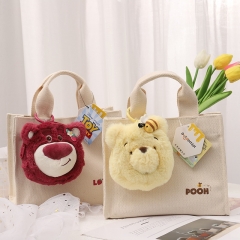 25*12*19cm 2 Styles Disney Winnie the Pooh Lotso Anime Canvas Bag