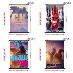 60x90CM 4 Styles King Kong vs. Godzilla Wall Scroll Cartoon Pattern Decoration Anime Wallscroll