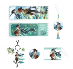 5 Styles Genshin Impact Anime Ticket Brooch Standing Plate Paper Card Keychain