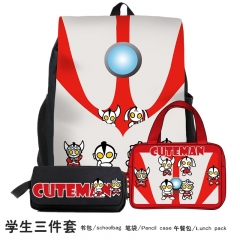 Ultraman Cartoon Anime Backpack+Shoulder Bag+Pencil Bag(set)