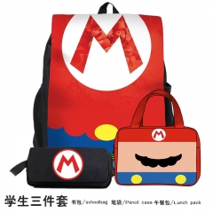  3 Styles Super Mario Bro Cartoon Anime Backpack+Shoulder Bag+Pencil Bag(set)