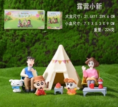 3 Styles 8cm Camping Crayon Shin-chan Anime PVC Figure Toys