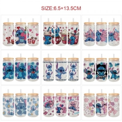 350ml 15 Styles Lilo & Stitch Anime Glass Cup with Straw