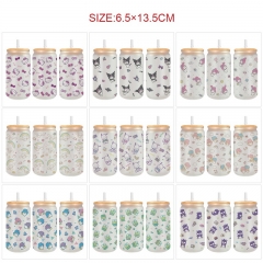 350ml 13 Styles Sanrio Anime Glass Cup with Straw