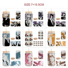 450ml 9 Styles Bleach Anime Glass Cup with Straw