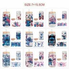 450ml 15 Styles Lilo & Stitch Anime Glass Cup with Straw