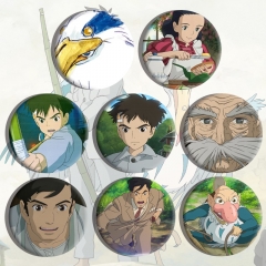 3 Styles 8PCS/SET The Boy and the Heron Cartoon Anime Alloy Pin Brooch