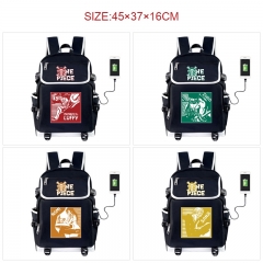 11 Styles One Piece Cartoon Anime Canvas Backpack Bag With Data Line Connector