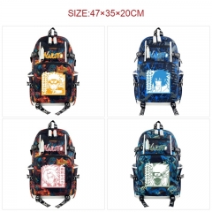 9 Styles Naruto Cartoon Anime Canvas Backpack Bag With Data Line Connector