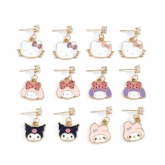 10 Styles Sanrio Kuromi Hello Kitty Cinnamoroll Cartoon Anime Alloy Earring