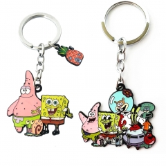 2 Styles SpongeBob SquarePants Cartoon Anime Alloy Keychain
