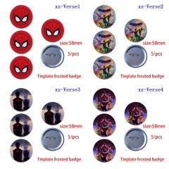 (5PCS/SET) 8 Styles Spider Man Across the Spider-Verse Cartoon Anime Tinplate Badge Brooch