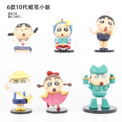 6pcs/set 8cm Crayon Shin-chan10th Generation Cosplay Cartoon Character Model Toy Anime PVC Figure