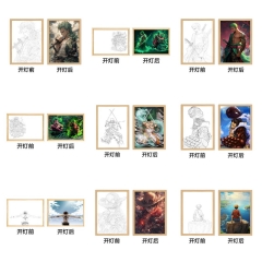 40 Styles One Piece 3 Colors Changed Photo Frame Picture Lamp Anime Nightlight