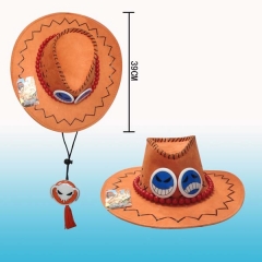 Anime One Piece Portgas·D· Ace Cowboy Hat Cosplay Hats Pirates Cap Suede Costume