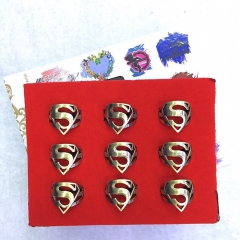 Superman Party Accessories Usally Size Box-packed Anime Hollow Ring Set Of 9