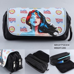 Wonder Woman Hot Sale PU Cartoon Nylon Multifunction Double Zipper Anime Pencil Bag Design A