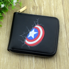 Captain America Unisex Zipper Folding Purse Anime Wallet