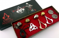 Assassin's Creed Fashion Jewelry Wholesale Anime Necklace+Ring+Brooch Set