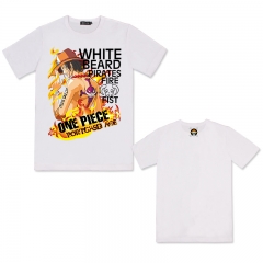 One Piece ACE Cartoon Anime Cotton White Tshirt(M L XL XXL)