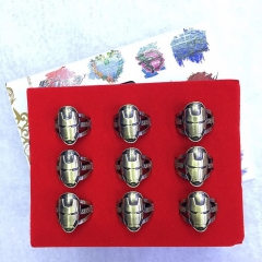 The Avengers Iron Man Party Accessories Usally Size Box-packed Anime Hollow Ring Set Of 9
