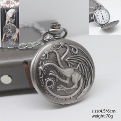 Game of Thrones House of Targaryen Logo Pocket Watch Silver Anime Watch
