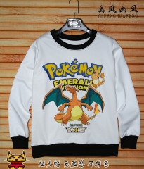 Pokemon Charizard Round Neck Tshirt Long Sleeves Cartoon Anime T shirt (S-XXXL)