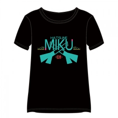 Hatsune Miku Black Printed Short Sleeve Cospaly Anime T-shirt